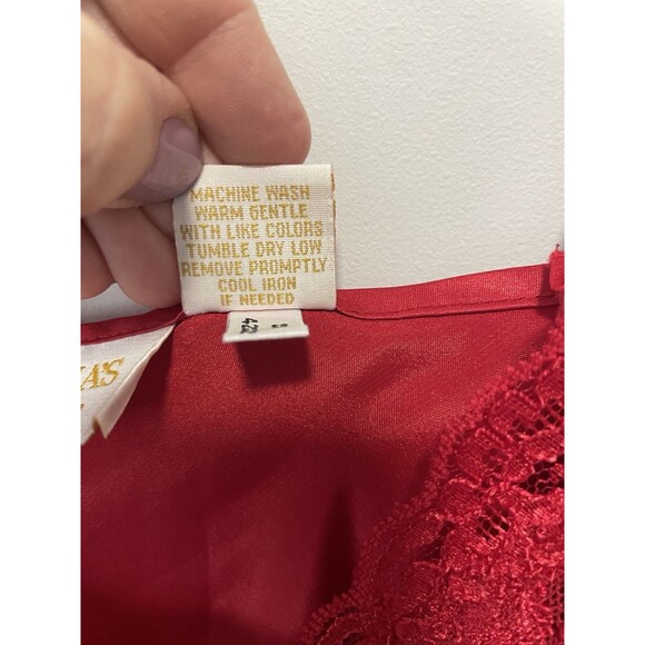 Vintage 90's Victoria's Secret Gold Label Red Silky Long Nightgown Dress Satin L - Picture 5 of 8